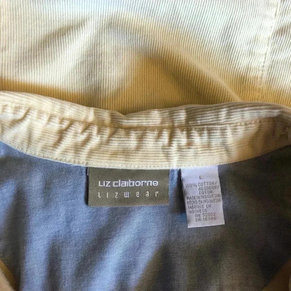 Liz Claiborne Yellow Corduroy Jacket Blazer Large Snap Closure Pockets - Picture 4 of 6